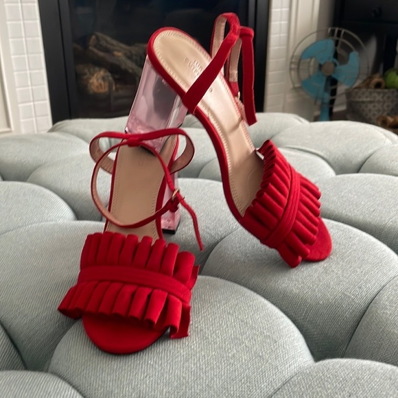 Urban Outfitters Rachel Lucite Red Block Heels - Picture 2 of 16